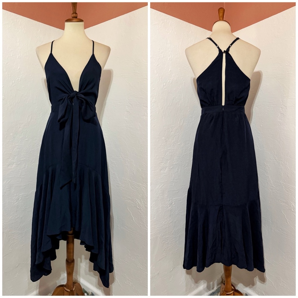 NWT Petal & Pup Mariana High Low Navy Blue Cocktail Party Flutter Dress Sz S - Picture 2 of 5